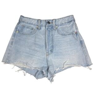 Wild Fable Highest Rise Cutoff Shorts Light Wash Distressed Denim Size 00‎